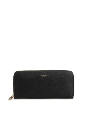 FURLA: portafogli - Portafoglio in pelle nera con logo