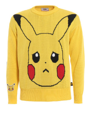 GCDS: maglia collo rotondo - Maglione giallo con intarsio Pikachu