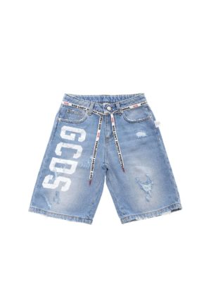 GCDS: shorts - Denim bermuda in light blue