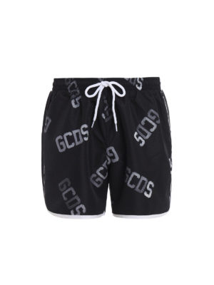 GCDS: Costumi piscina e boxer - Boxer da mare in tessuto tecnico stampa logo