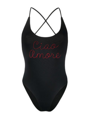 GIADA BENINCASA: one-piece - Ciao Amore embroidered black swimsuit