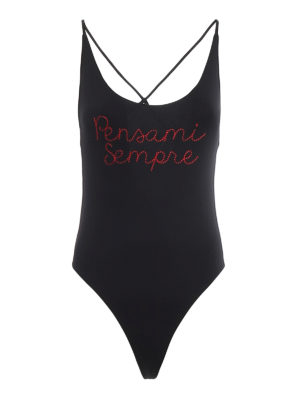 GIADA BENINCASA: one-piece - Pensami Sempre embroidered black swimsuit