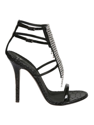 GIUSEPPE ZANOTTI: sandali - Sandali in pelle impreziositi da strass