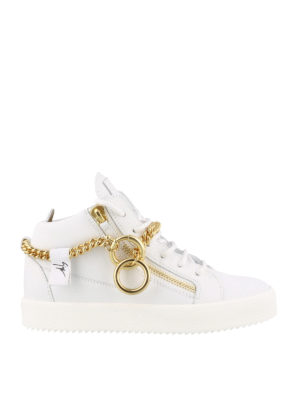 GIUSEPPE ZANOTTI: sneakers - Sneaker alte in pelle con catena