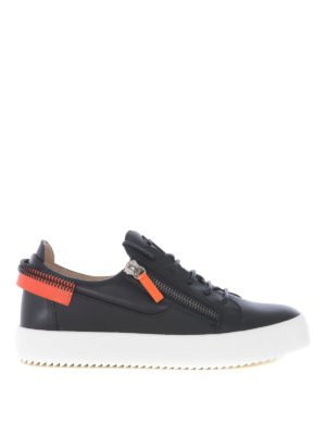 GIUSEPPE ZANOTTI: trainers - Contrasting detailing black leather sneakers