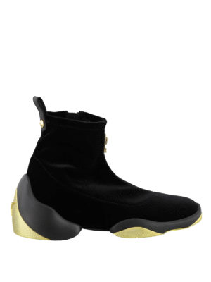 GIUSEPPE ZANOTTI: sneakers - Sneaker alte Light Jump in velluto nero