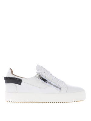 GIUSEPPE ZANOTTI: trainers - Zip detailed white leather sneakers