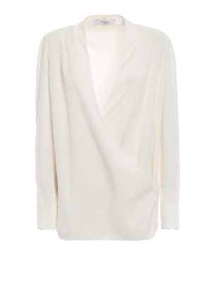 GIVENCHY: bluse - Blusa scollata a V e maniche lunghe