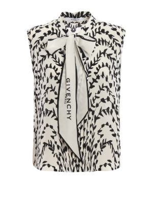 GIVENCHY: bluse - Blusa smanicata in crepe de chine di seta