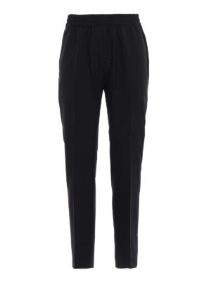 GIVENCHY: pantaloni casual - Pantaloni in lana con ricamo logo lettering