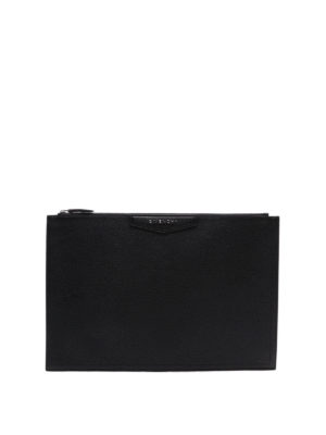 GIVENCHY: clutches - Antigona black grained leather clutch