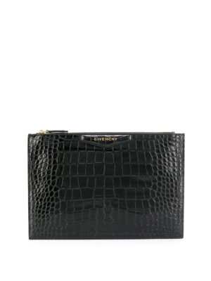 GIVENCHY: clutches - Antigona croco printed leather medium clutch