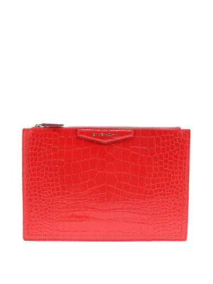 GIVENCHY: clutches - Antigona croco printed leather medium clutch