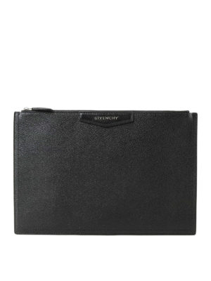 GIVENCHY: pochette - Pochette nera Antigona in pelle fiore