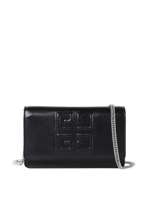 GIVENCHY: pochette - Clutch portafoglio Emblem in pelle nera