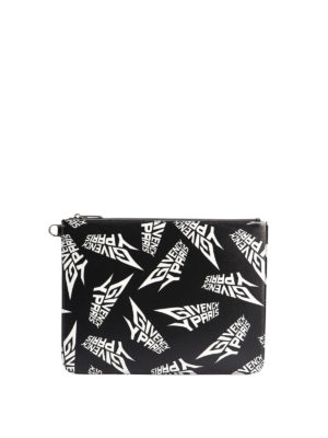 GIVENCHY: pochette - Busta in pelle con stampa logo