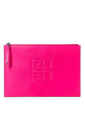 GIVENCHY: pochette - Busta Emblem in pelle color ciclamino