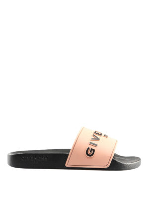 GIVENCHY: flip flops - Relief logo rubber slide sandals