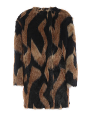 GIVENCHY: Pellicce e montoni - Eco pelliccia girocollo con motivo bicolore