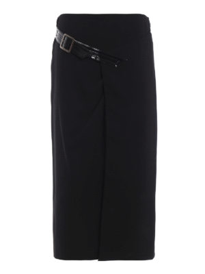 GIVENCHY: gonne al ginocchio  e longuette - Gonna in crepe di lana con spacco e cintura