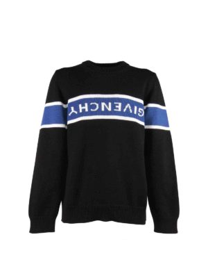 GIVENCHY: knitwear - Jacquard logo pullover in black