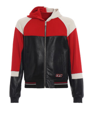 GIVENCHY: giacche in pelle - Giacca in nappa traforata con cappuccio