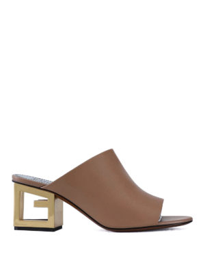 GIVENCHY: sabot - Mules Triangle in pelle con tacco scultura