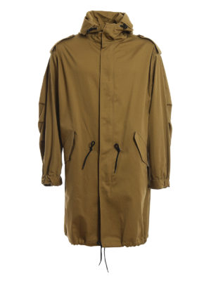GIVENCHY: parka - Parka in cotone con cappuccio e stampa logo