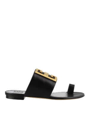 GIVENCHY: sandali - Sandali neri Four G in pelle