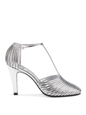 GIVENCHY: sandals - T-strap silver sandals