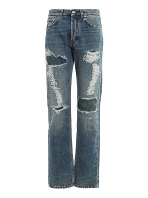 GIVENCHY: straight leg jeans - Destroyed jeans