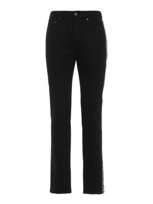 GIVENCHY: straight leg jeans - Givenchy 4G side band black jeans