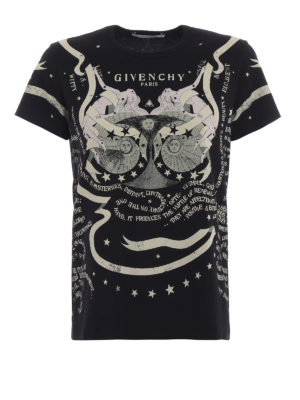 GIVENCHY: t-shirt - T-shirt slim in cotone stampa astrologia