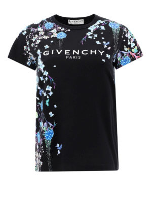 GIVENCHY: t-shirts - Floral printed logo T-shirt