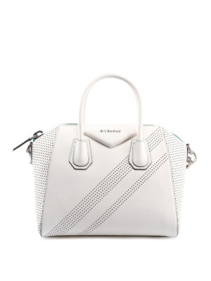 GIVENCHY: shopper - Borsa Antigona in pelle bianca con forature