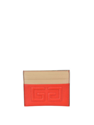 GIVENCHY: portafogli - Portacarte Emblem rosso e beige