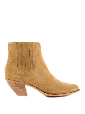 GOLDEN GOOSE: tronchetti - Stivaletti texani Sunset in camoscio marrone