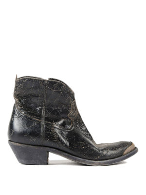 Golden Goose: ankle boots - Young crackle leather booties