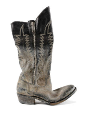 GOLDEN GOOSE: stivali - Stivali texani in pelle effetto super used