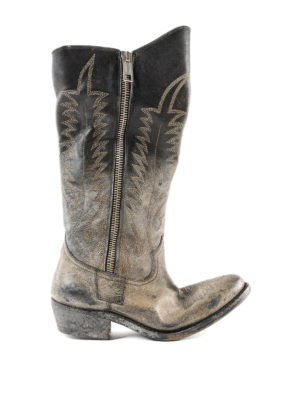 GOLDEN GOOSE: stivali - Stivali in pelle in stile texano