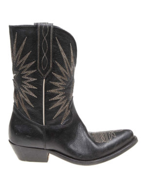 GOLDEN GOOSE: stivali - Stivali texani Wish Star in pelle