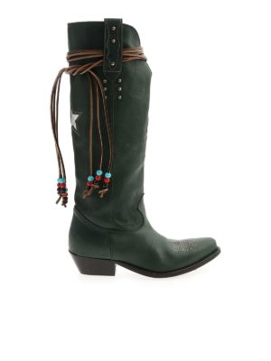 GOLDEN GOOSE: boots - Wish Star Texan boots in green