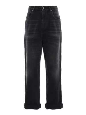 GOLDEN GOOSE: Boyfriend - Jeans Kim over di GGDB in denim nero fermo
