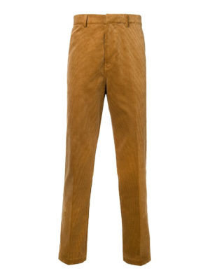 GOLDEN GOOSE: pantaloni casual - Pantaloni a sigaretta in velluto marrone