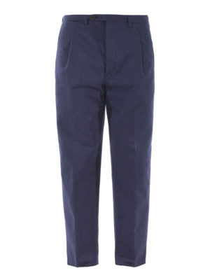 GOLDEN GOOSE: casual trousers - Cotton twill double pleat front slacks