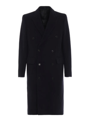 GOLDEN GOOSE: cappotti al ginocchio - Cappotto doppiopetto blu navy Roderick