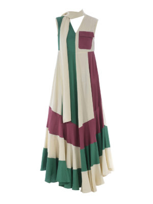 GOLDEN GOOSE: maxi dresses - Tricolour viscose sleeveless maxi dress