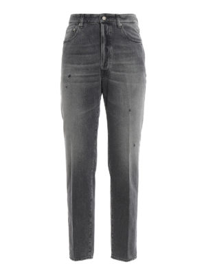 GOLDEN GOOSE: straight leg jeans - Happy 5 pocket grey denim jeans