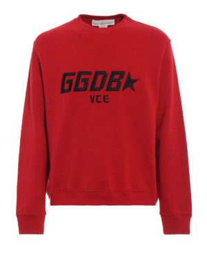 GOLDEN GOOSE: Felpe e maglie - Felpa Luke rossa con logo ricamato