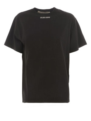 GOLDEN GOOSE: t-shirts - Golden print cotton T-shirt